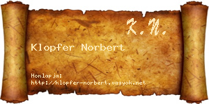 Klopfer Norbert névjegykártya