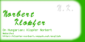 norbert klopfer business card